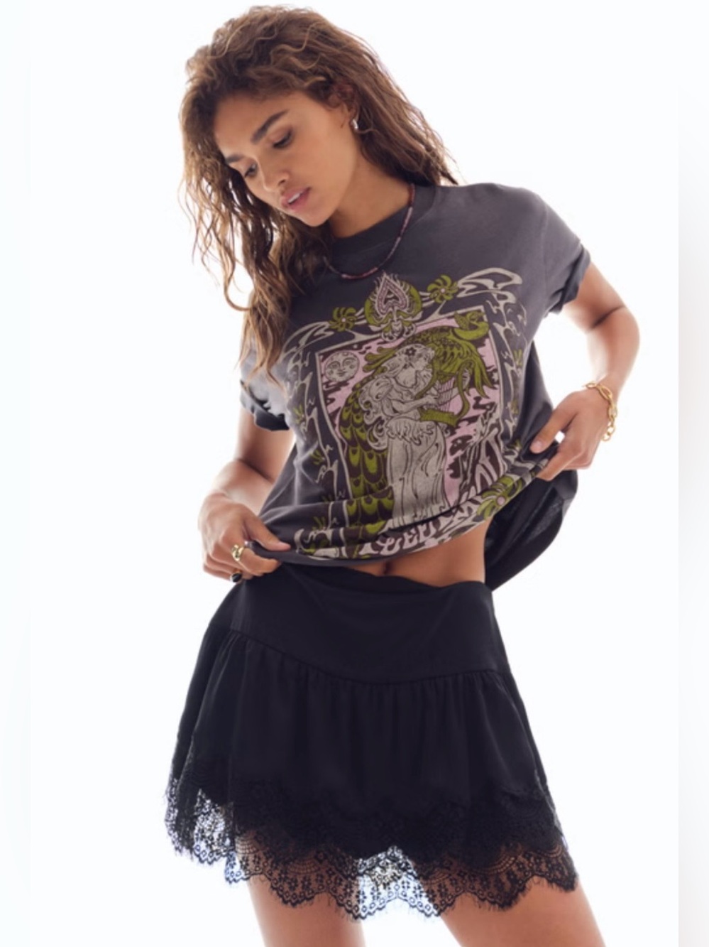 A&F | High Rise Lace Flirty Mini Skort (Black) sz XL NWT